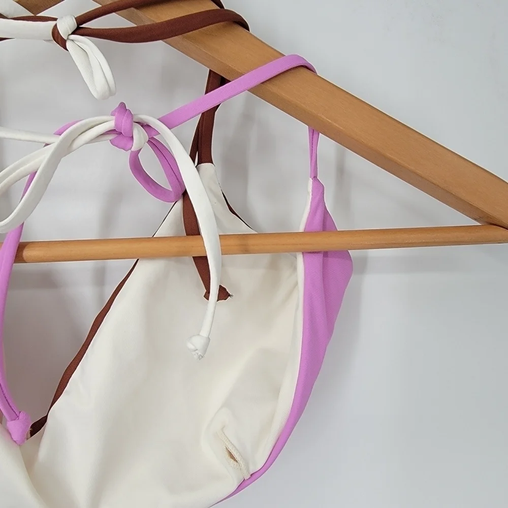 L*Space Sea Glass Top Women's XL New Neutral Minimal Nudes Bikini Top Minimalist